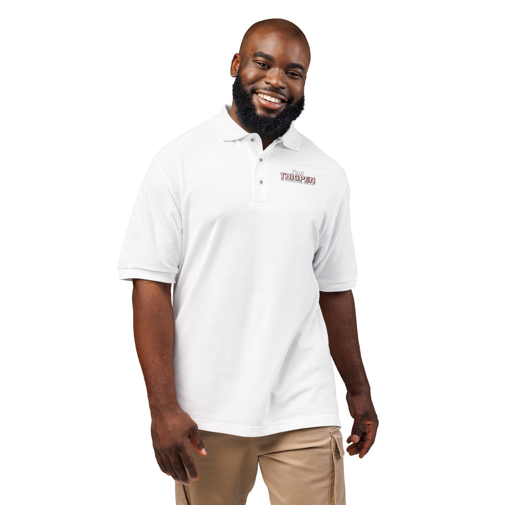 Embroidered Polo Shirt — Subtle Floral 'Stay Blessed' Chest Logo