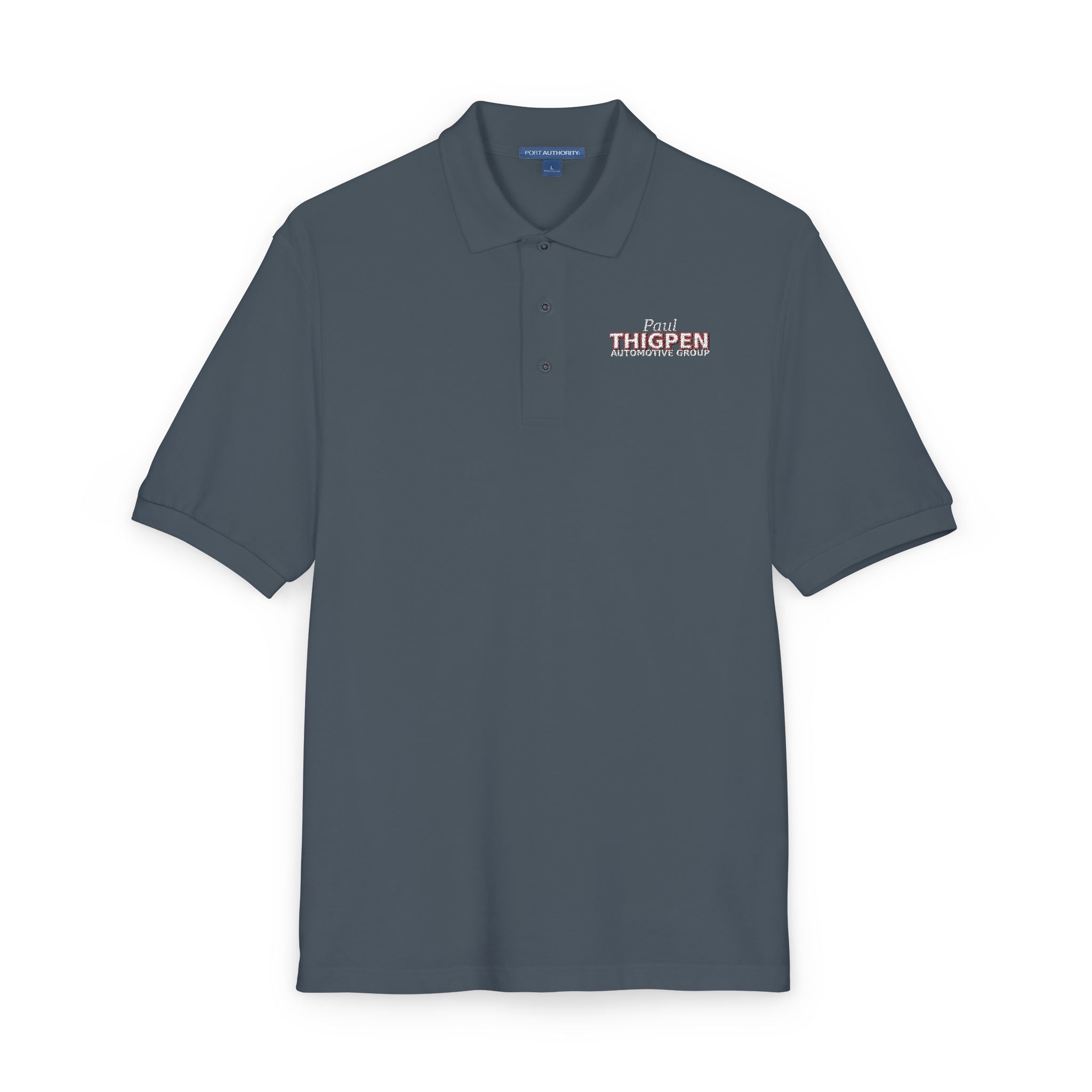 Embroidered Polo Shirt — Subtle Floral 'Stay Blessed' Chest Logo