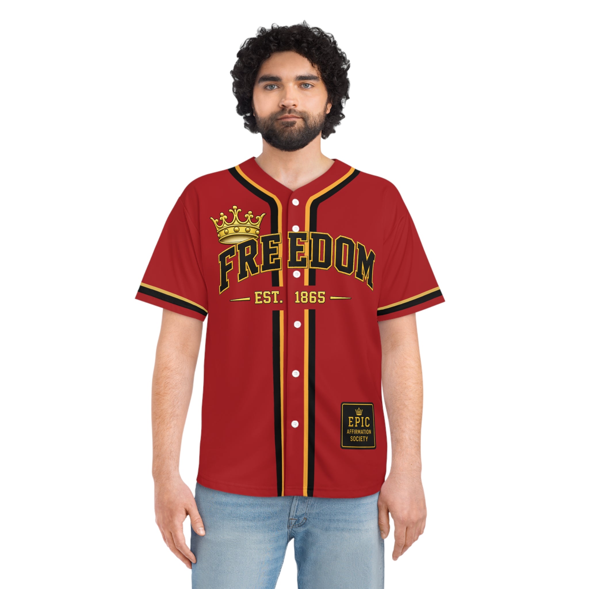 Juneteenth 'Freedom' Baseball Jersey - Red Number 19