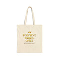 Positive Vibes Only Tote Bag — Gold Crown Inspirational Cotton Canvas Tote