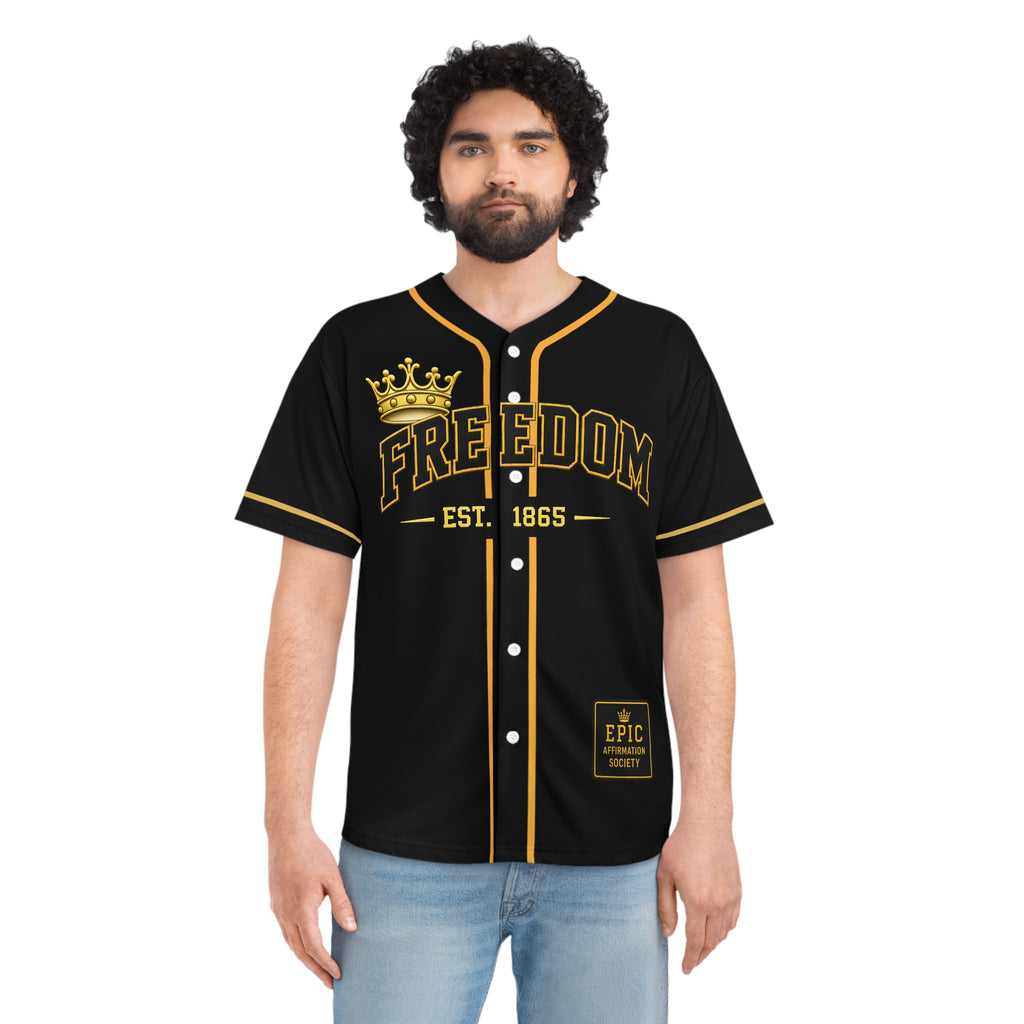 Juneteenth 'Freedom' Baseball Jersey - Black Number 19