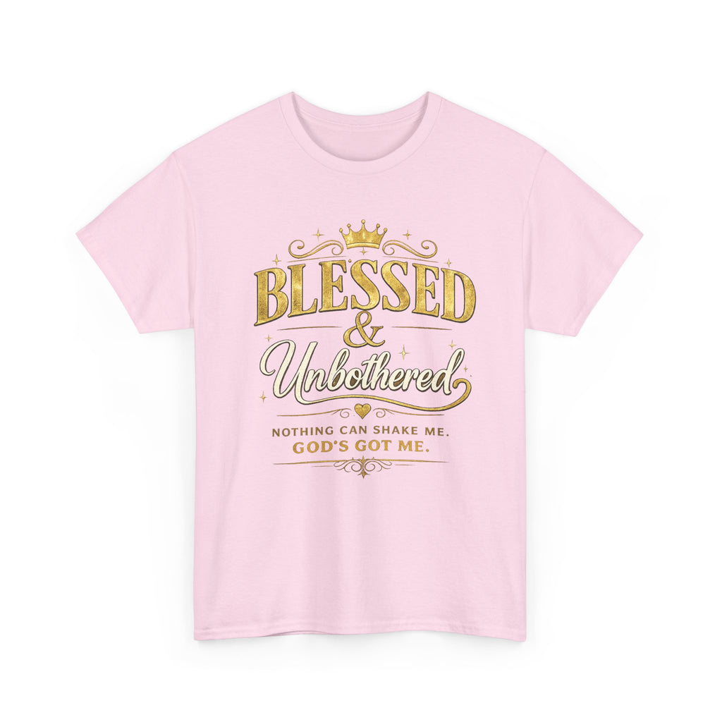 Blessed & Unbothered T‑Shirt — "Nothing Can Shame Me, God's Got Me" Christian Faith Tee